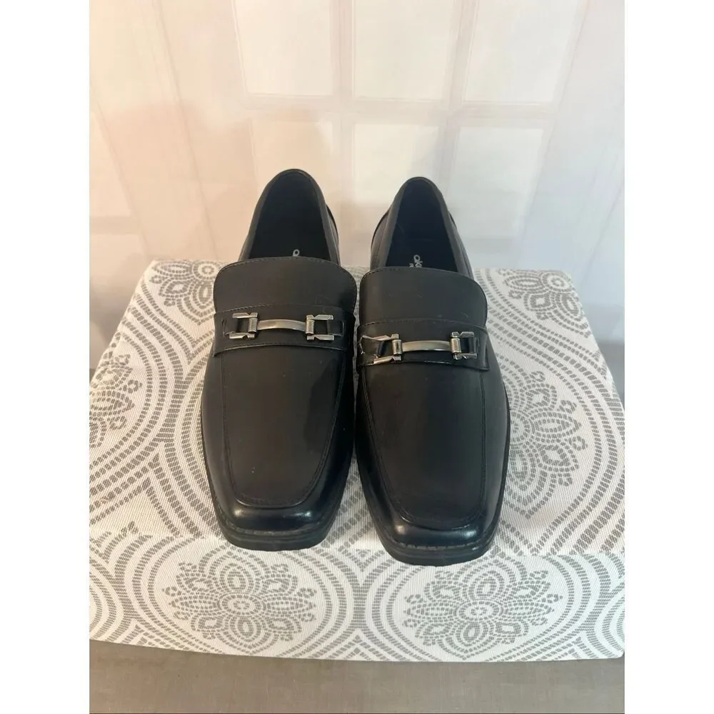 Akademiks Black Slip On Square Toe Comfort Buckle Loafer Dress Shoe Size 10
